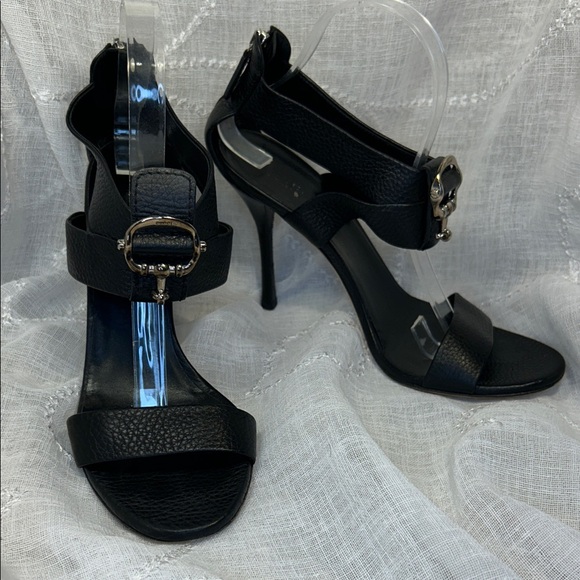 Gucci Shoes - Gucci Elegant Black Stiletto Sandals with buckle